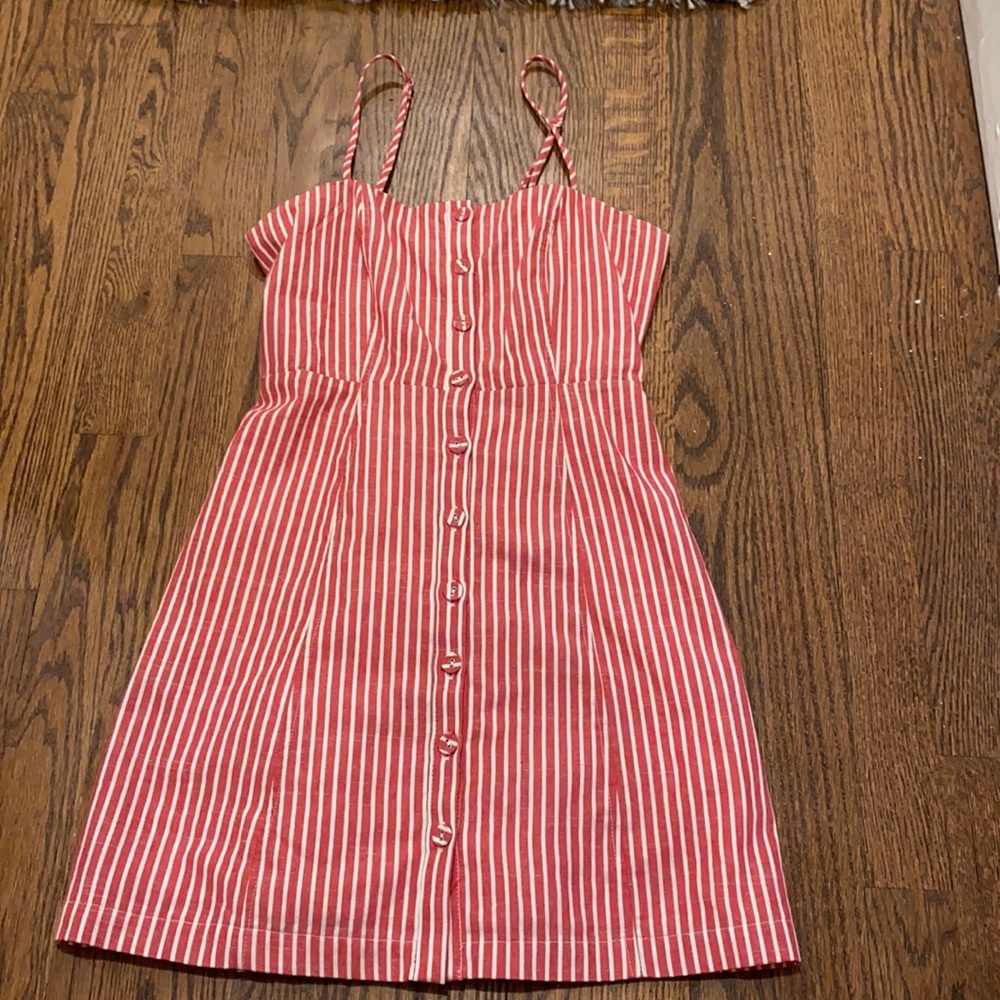 Red and white striped dress